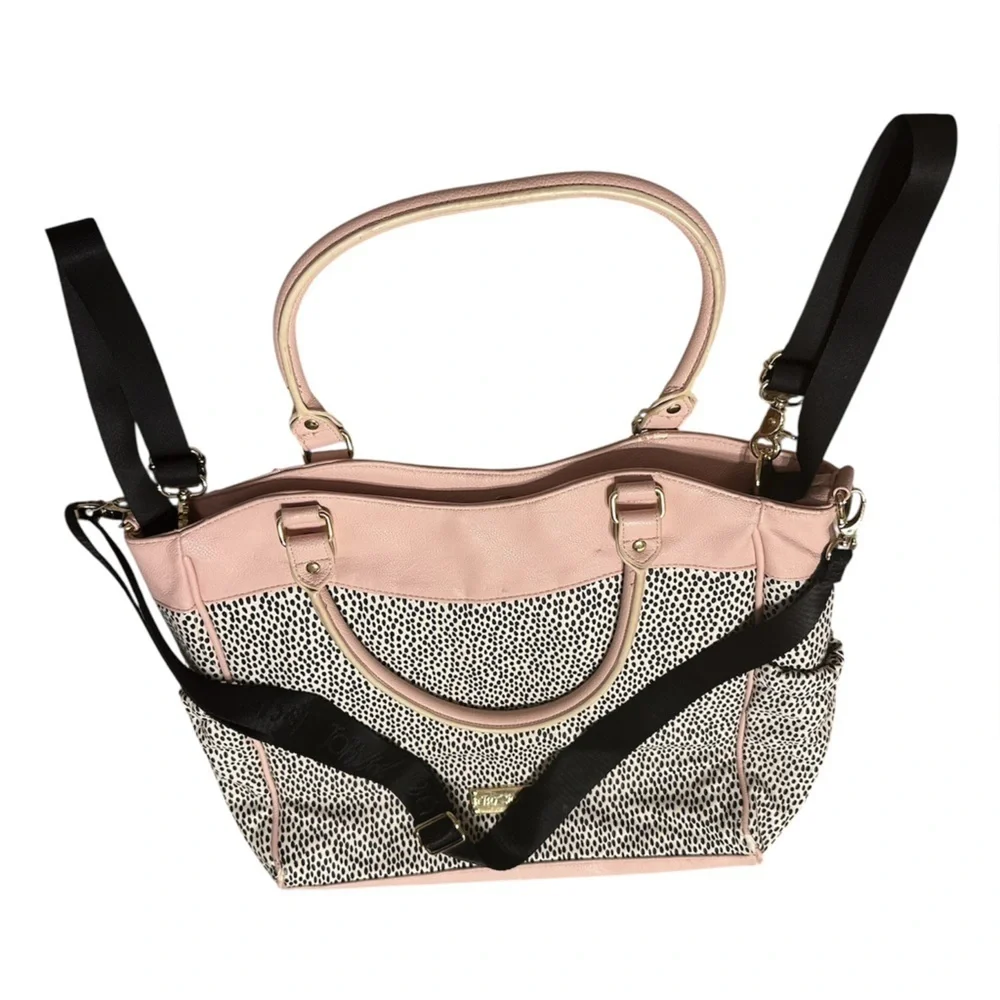 Betsey Johnson Roll Out Diaper Bag. Blush Pink & Black